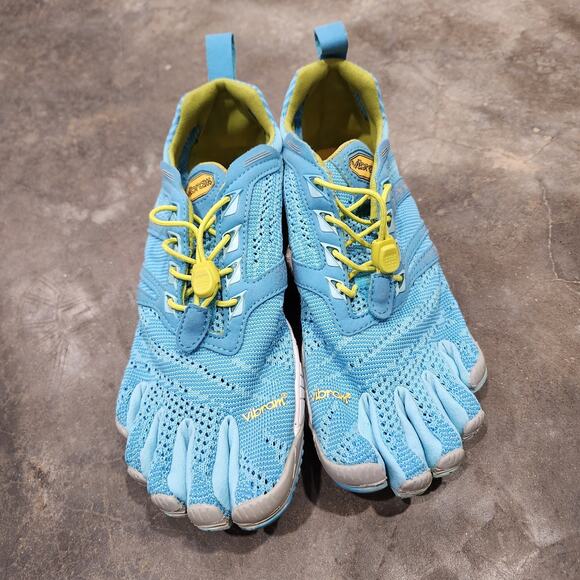 Vibram Womens Five Fingers KMD EVO Shoe Blue/Yellow Sz 38 EU/7-7.5 US Excellent - Picture 2 of 8